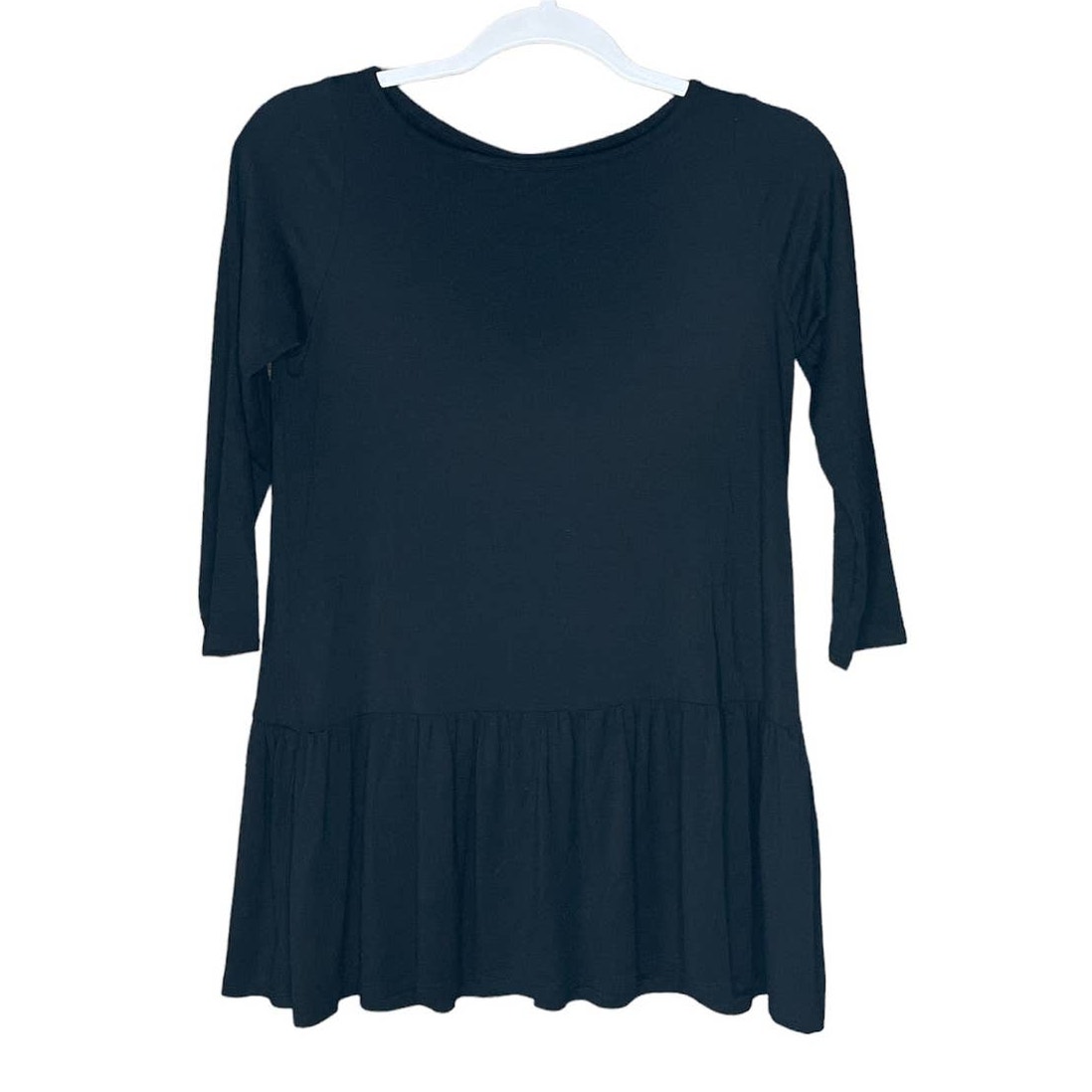 Rachel Pally Sissy Crop Sleeve Drop Waist Babydoll Top Solid Black Size Xs